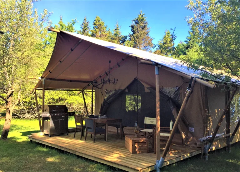 Glamping tent on Gifford Island is a great place to stay after Sail Tours on Mahone Bay in Nova Scotia